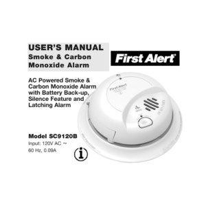 First Alert SC9120B Hardwired Smoke and Carbon Monoxide Alarm User's Manual