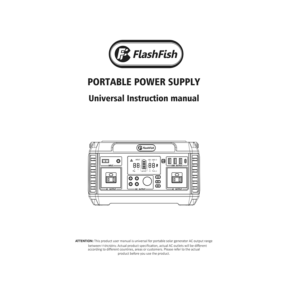 FlashFish P60 Portable Power Station Instruction Manual