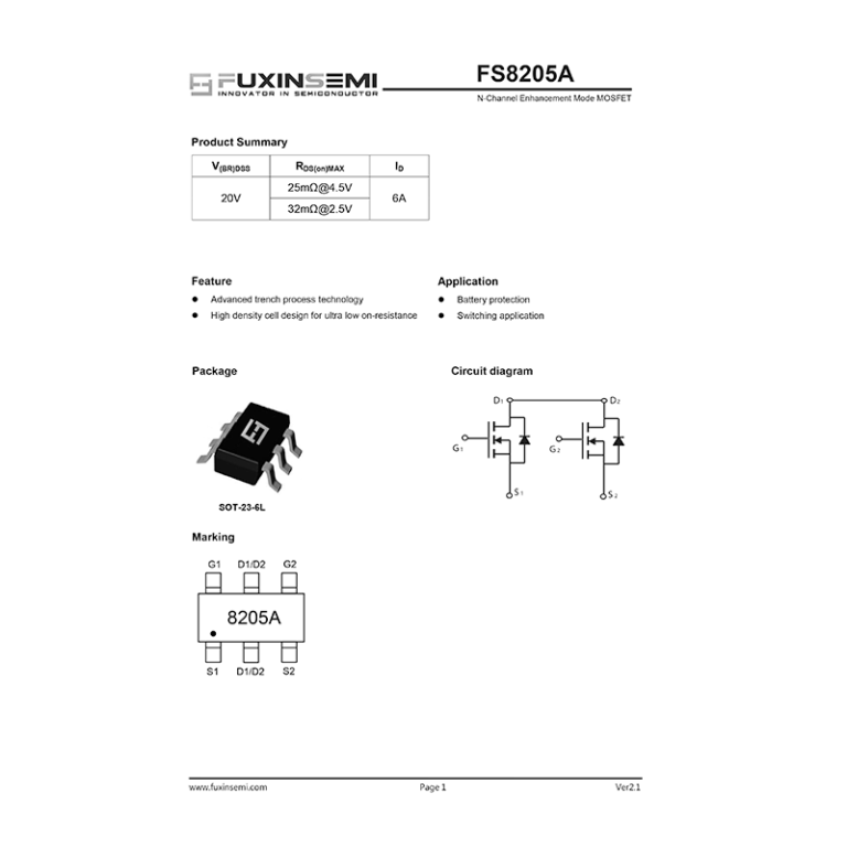 FS8205A FuxinSemi Dual NChannel MOSFET Datasheet