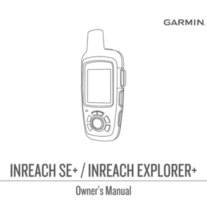 Garmin inReach SE+ Satellite Communicator Owner's Manual