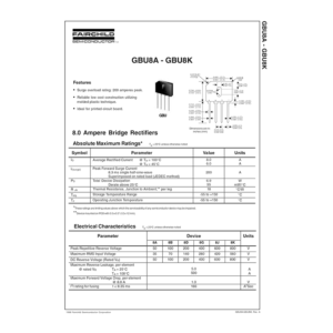 GBU8B Fairchild 8A 100V Bridge Rectifier Data Sheet