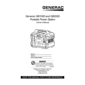 Generac GB1000 Portable Power Station Owner's Manual