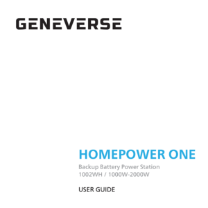 Geneverse HomePower ONE Backup Battery Power Station User Guide