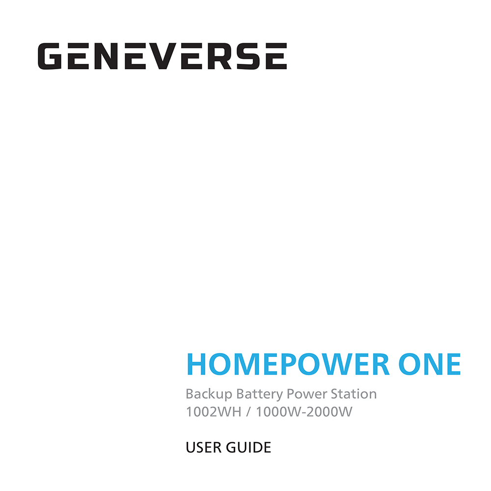 Geneverse HomePower ONE Backup Battery Power Station User Guide