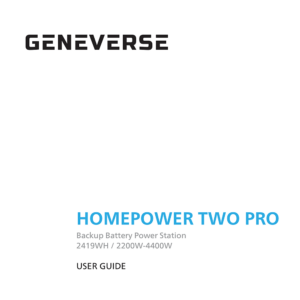 Geneverse HomePower TWO PRO Backup Battery Power Station User Guide