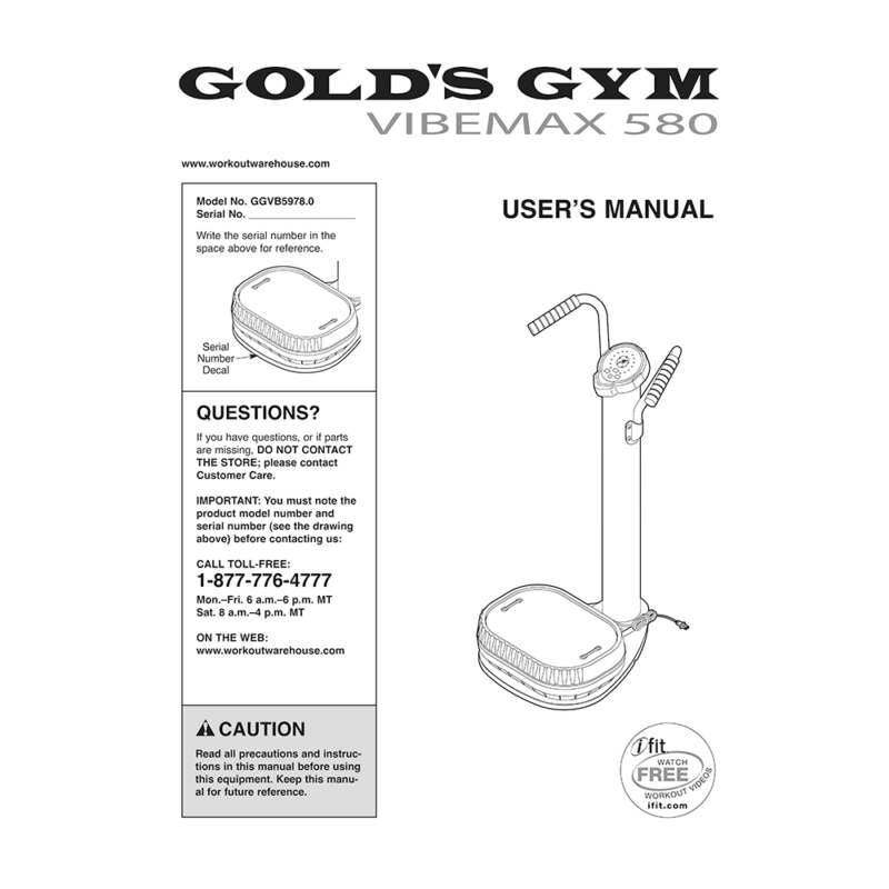 Gold's Gym Vibemax 580 Vibration Platform GGVB5978 User's Manual