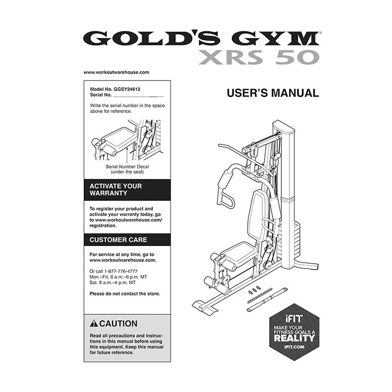 Gold's Gym XRS 50 Home Gym GGSY24613 User's Manual
