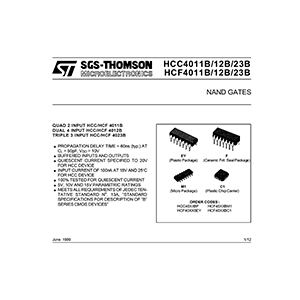 HCC4012B HCF4012B ST Dual 4 Input NAND Gate Data Sheet