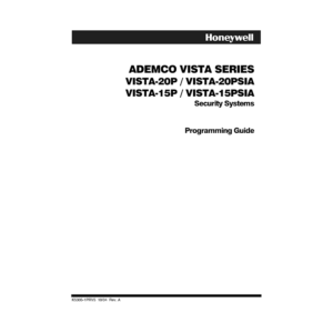 Honeywell ADEMCO VISTA-15P Programming Guide