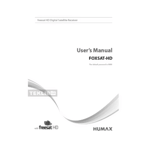 FOXSAT-HD HUMAX freesat HD Digital Satellite Receiver User's Manual