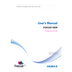 Humax FOXSAT-HDR Freesat+ Digital Satellite TV Recorder 400 User's Manual