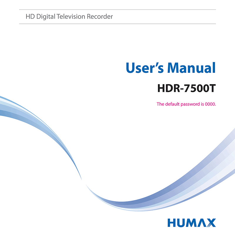 Humax HDR-7500T Twin Tuner Terrestrial HD Recorder User's Manual