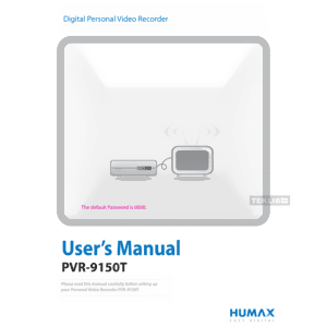 Humax PVR-9150T Freeview+ Digital Personal Video Recorder User's Manual