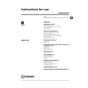 Indesit IWDC 6125 (UK) Washer-Dryer Instruction Manual