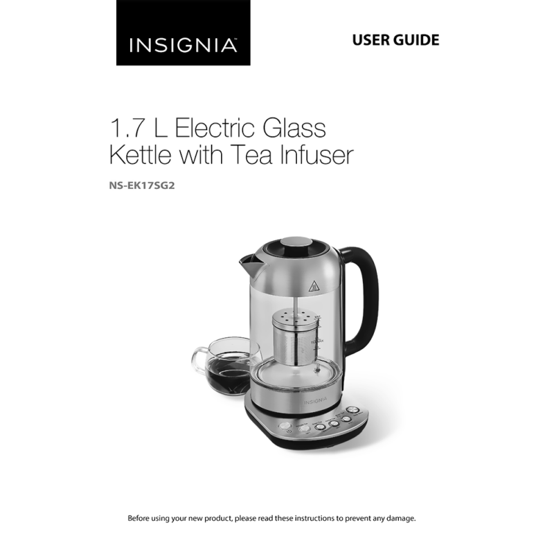 Insignia 1.7L Electric Glass Kettle NS-EK17SG2 User Guide
