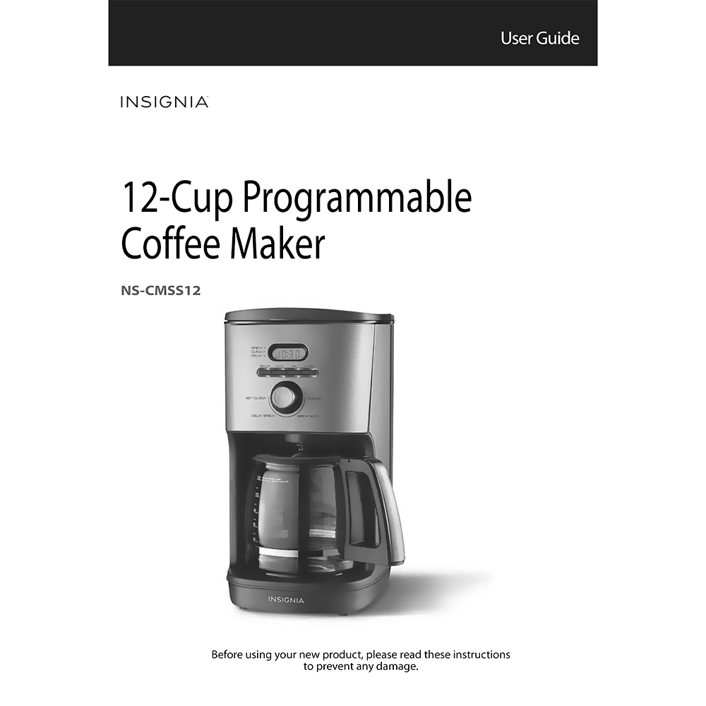 Insignia 12-cup Programmable Coffeemaker NS-CMSS12 User Guide