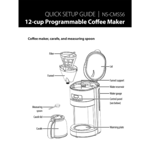 Insignia 12-cup Programmable Coffeemaker NS-CMSS6 Quick Setup Guide