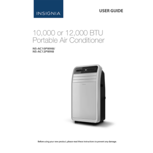 Insignia 300 sq.ft 10000 BTU Portable Air Conditioner NS-AC10PWH8 User Guide