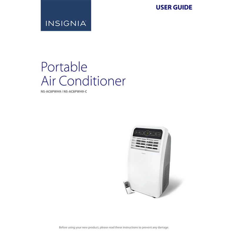Insignia 350 sq.ft Portable Air Conditioner NS-AC8PWH9 User Guide