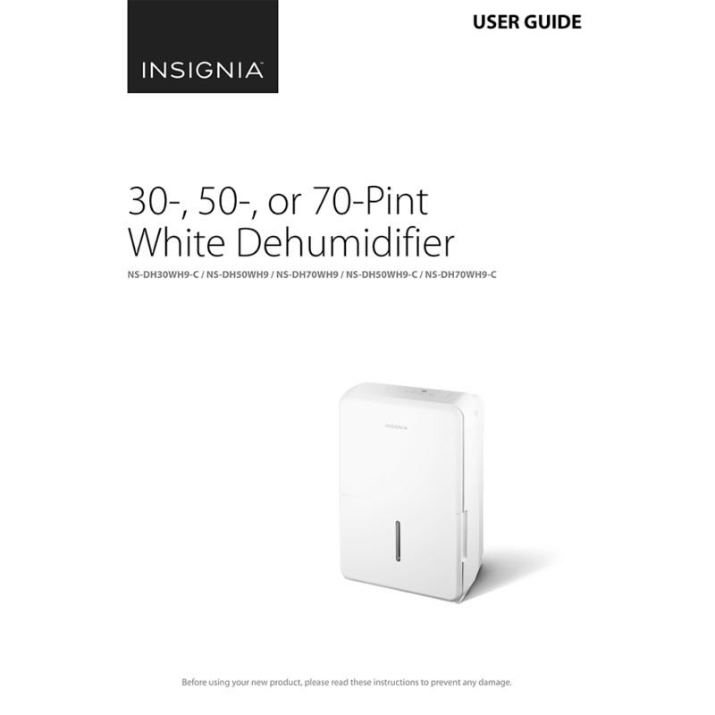 Insignia 50-pint Portable Dehumidifier NS-DH50WH9 User Guide