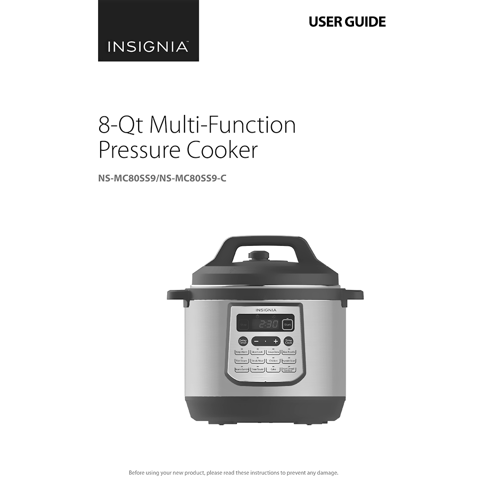 Insignia 8-quart Digital Multi Cooker NS-MC80SS9 User Guide
