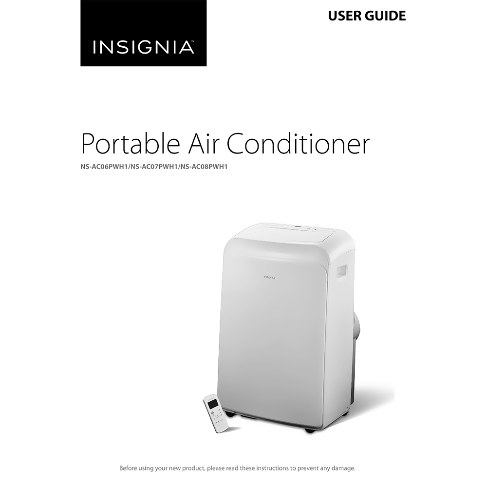 Insignia 250 sq.ft 6000 BTU Portable Air Conditioner NS-AC06PWH1 User Guide