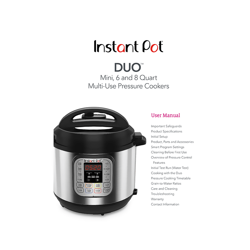 Instant Pot Duo 8-quart Pressure Cooker Version 5 User Manual