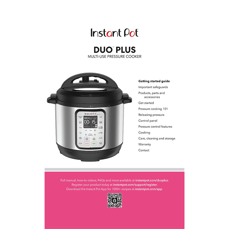 Instant Pot Duo Plus 6-quart Pressure Cooker V3 User Manual