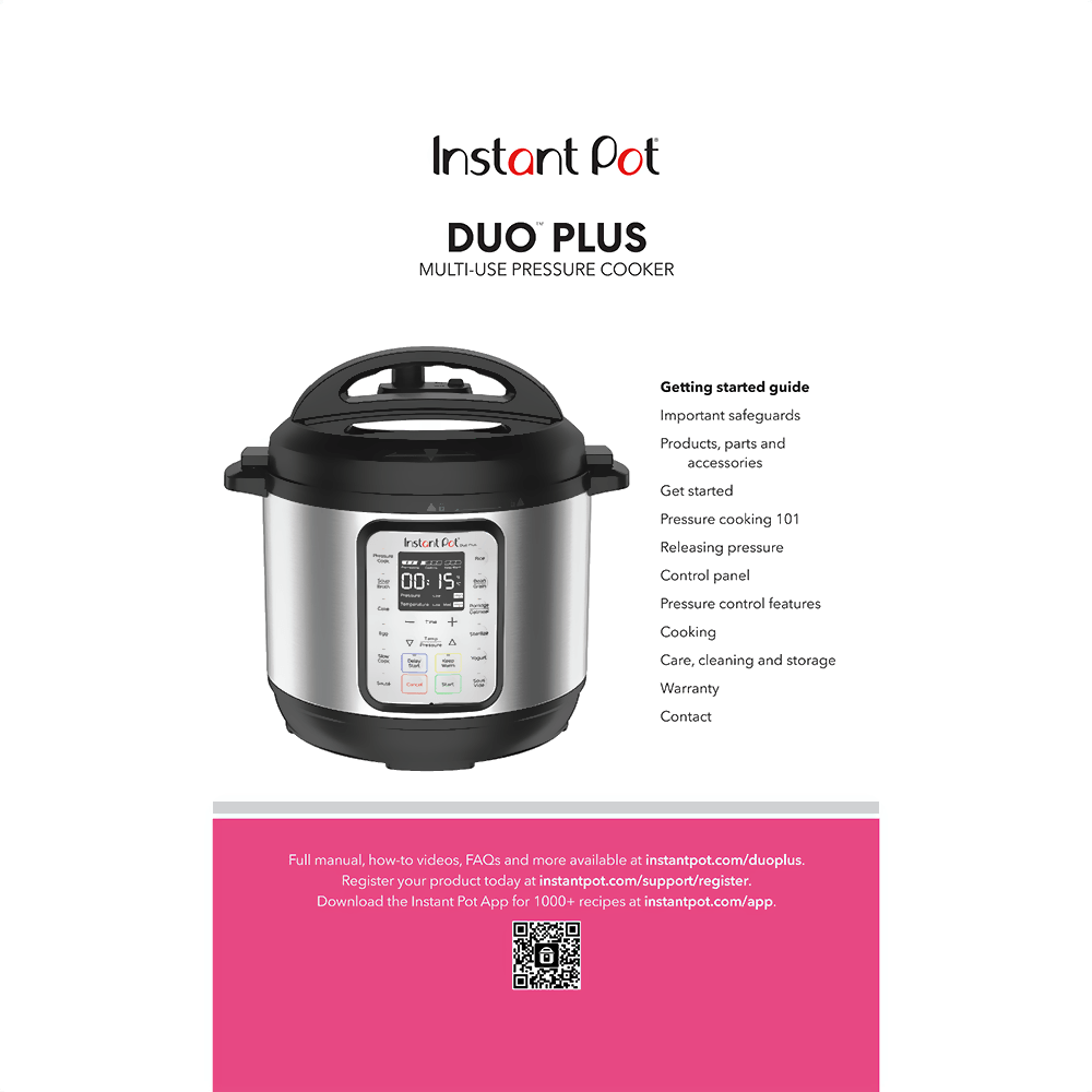 Instant Pot Duo Plus 6-quart Pressure Cooker V3 User Manual