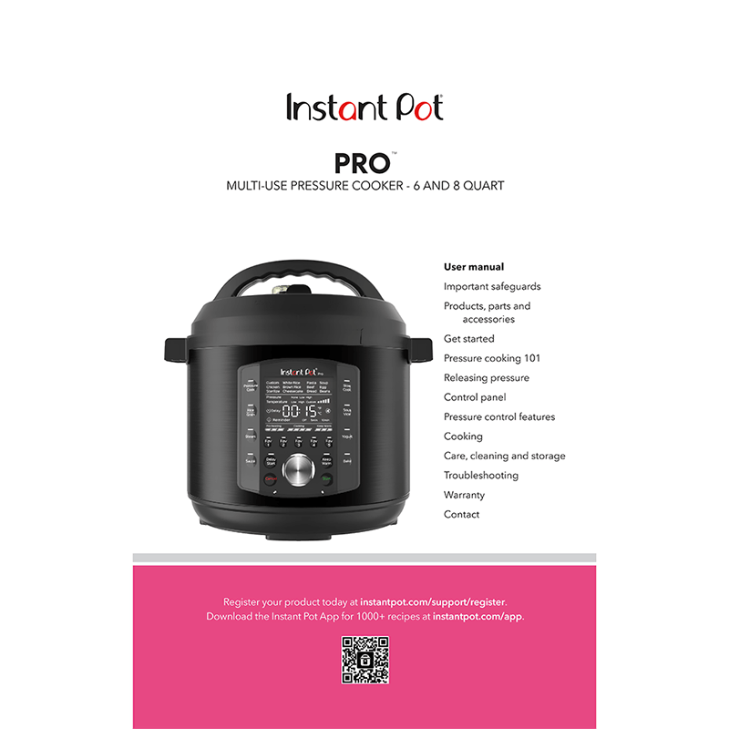 Instant Pot Pro 6-quart Pressure Cooker User Manual