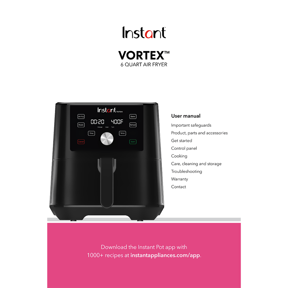 Instant Vortex 6-quart Air Fryer User Manual