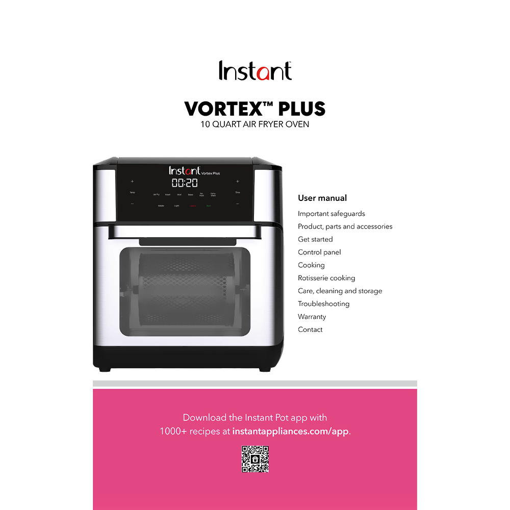 Instant Vortex Plus 10-quart Air Fryer Oven User Manual