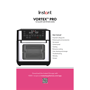 Instant Vortex Pro 10-quart Air Fryer Oven User Manual