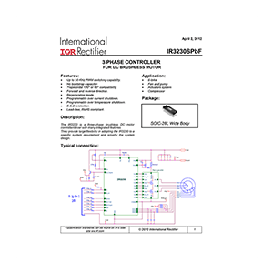 IR3230SPbF International Rectifier 3-Phase Controller For DC Brushless Motor Data Sheet