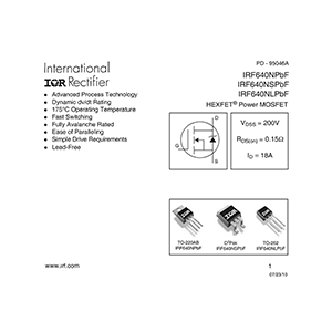 IRF640NLPbF International Rectifier HEXFET Power MOSFET Data Sheet