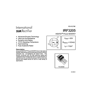 IRF3205 International Rectifier HEXFET Power MOS Field Effect Transistor Data Sheet