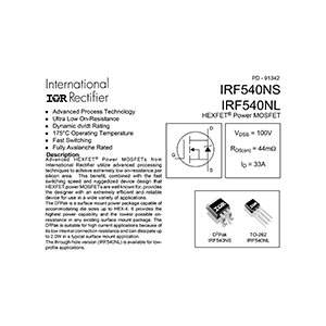 IRF540NL International Rectifier 100V 33A Power MOSFET Data Sheet