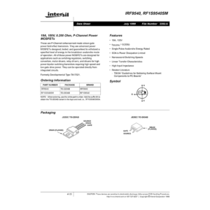 IRF9540 Intersil 19A 100V P-Channel Power MOSFET Data Sheet