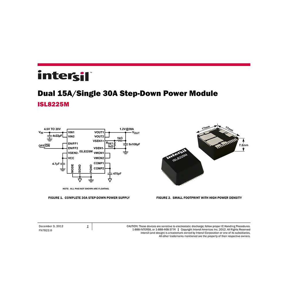 ISL8225M Intersil Step-Down Power Module Data Sheet