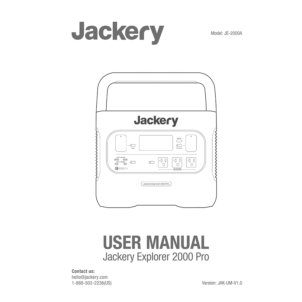 Jackery Explorer 2000 Pro Portable Power Station User Manual