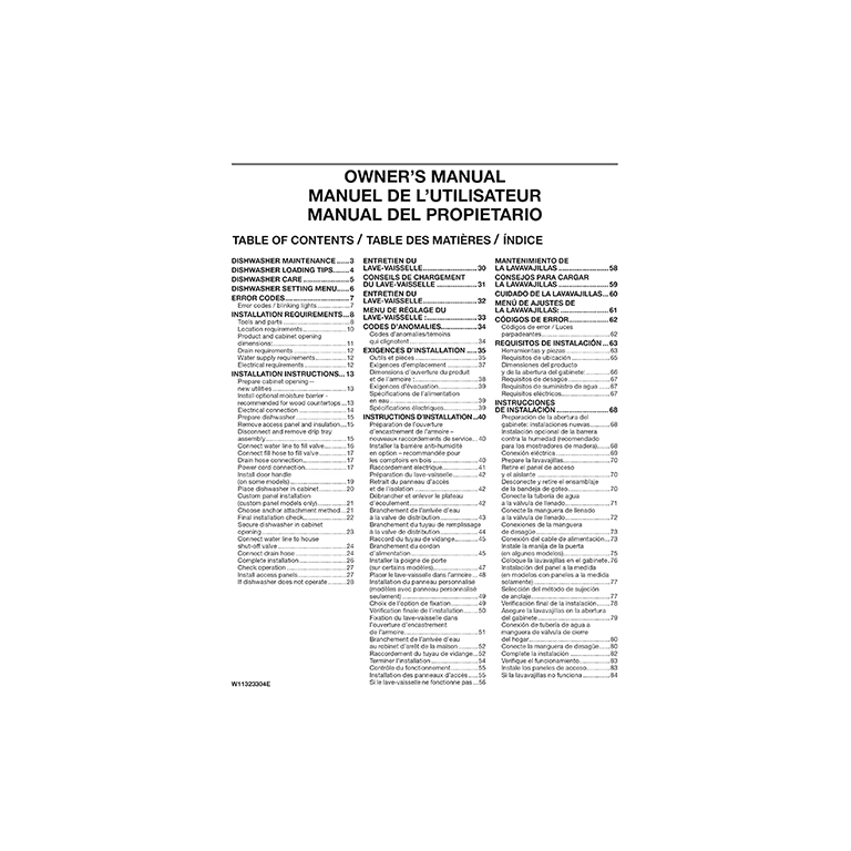KitchenAid KDTM404KPS 44dBA BuiltIn Dishwasher User Manual