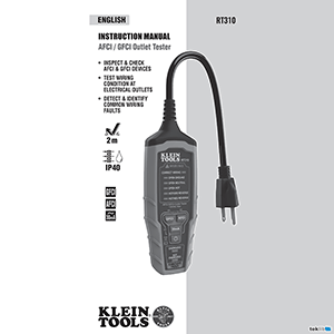 Klein Tools RT310 AFCI/GFCI Outlet Tester Instruction Manual