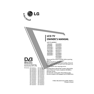 LG 19LG3000 LCD TV Owner's Manual