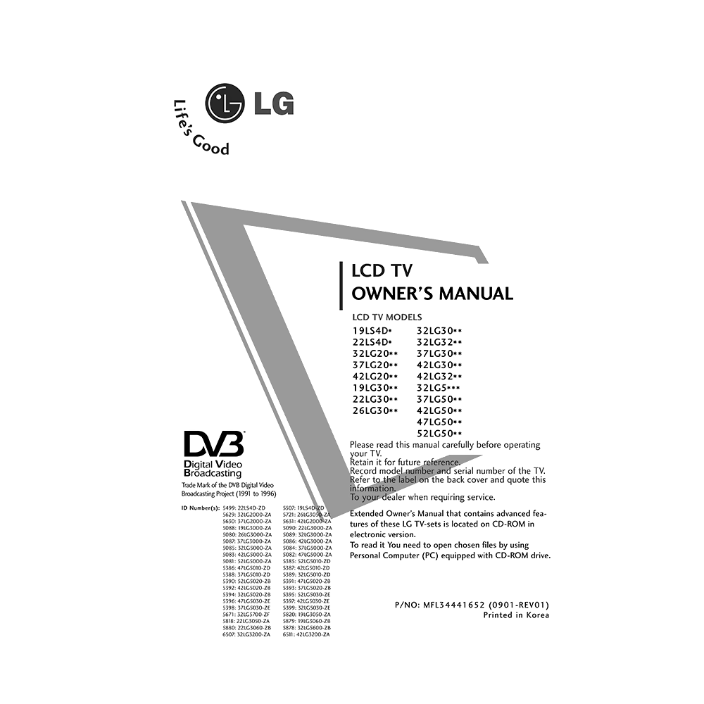 LG 32LG3200 LCD TV Owner's Manual