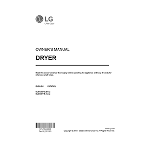 LG DLE7300WE DLE7300VE Rear Control Top Load Dryer Owner's Manual