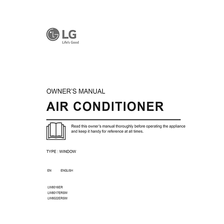 LW8017ERSM LG 8000BTU Window Air Conditioner User Manual