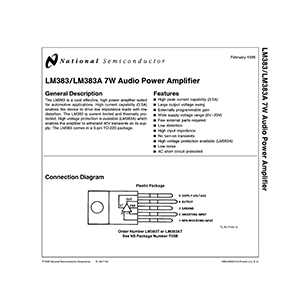 LM383A National Semiconductor 7W Audio Power Amplifier Data Sheet