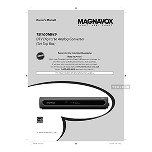 Magnavox TB100MW9 ATSC Digital Converter Box 2007 Owner's Manual