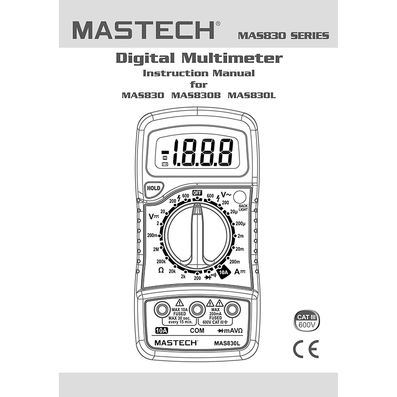 Mastech MAS830 Digital Multimeter User Manual