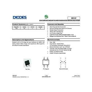 MB10F Diodes 1000V 0.8A SMD Bridge Rectifier Data Sheet